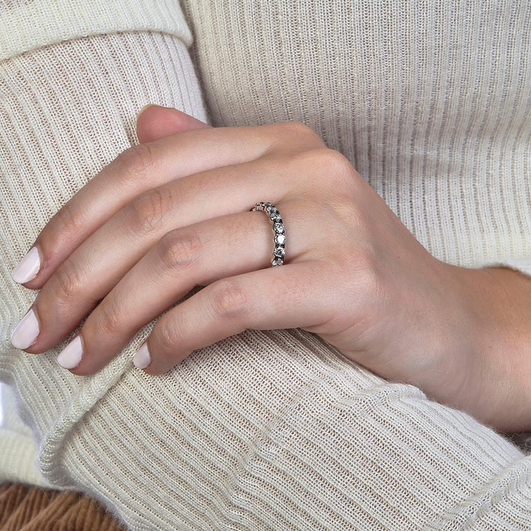 Image of LAB-Created Love After Dark Platinum Eternity Ring on Models Hand