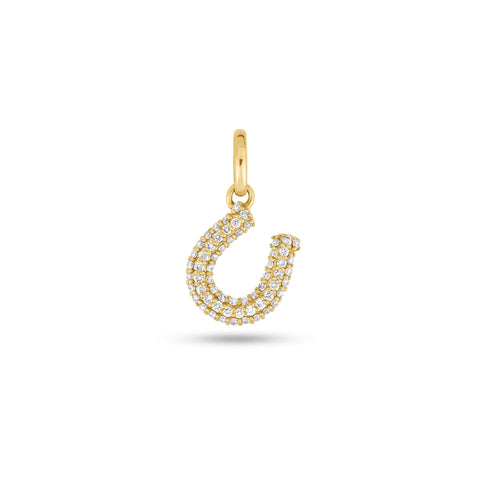 Stone and Strand 10K Yellow Gold LAB-Created Lucky Horseshoe Charm Front Image