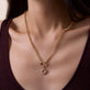 Image of 14K Yellow Gold LAB-Created Lucky Horseshoe Charm on Models Neck