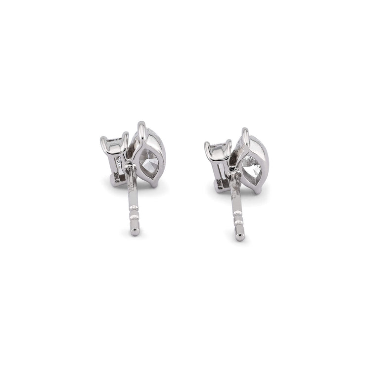 Stone and Strand 14K White Gold Lab-Created Marquise and Emerald Buddy Studs Rear Image