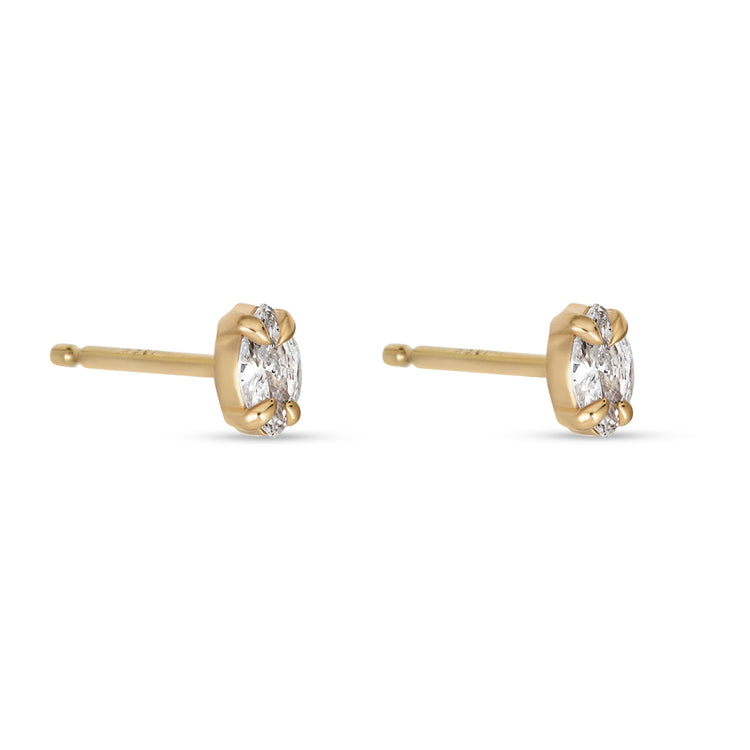 Stone and Strand 14K Yellow Gold Lab-Created Diamond Cat Eye Studs Side Image