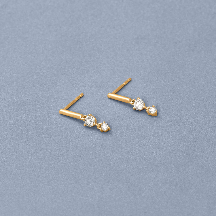 Stone and Strand 14K Yellow Gold LAB-Created Mini Morse Code Earrings Editorial Image