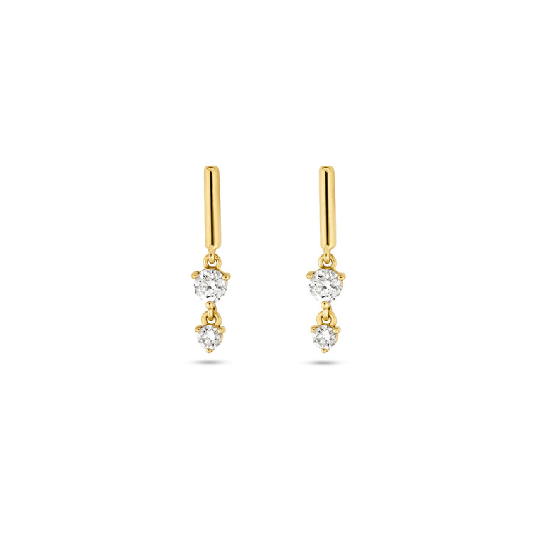 Stone and Strand 14K Yellow Gold LAB-Created Mini Morse Code Earrings Front Image