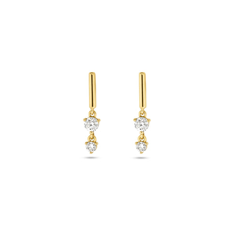 Stone and Strand 14K Yellow Gold LAB-Created Mini Morse Code Earrings Front Image