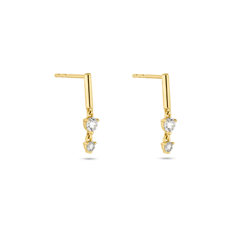 Stone and Strand 14K Yellow Gold LAB-Created Mini Morse Code Earrings Side Image