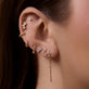 Image of 14K Yellow Gold LAB-Created Morse Code Drop Earrings with Stone and Strand Earrings