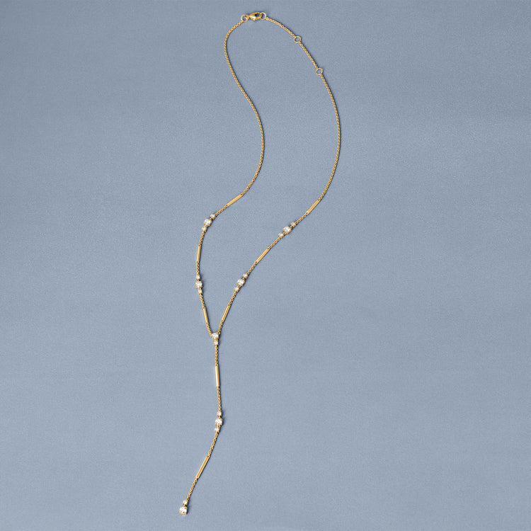 Stone and Strand 14K Yellow Gold LAB-Created Morse Code Lariat Necklace Editorial Image