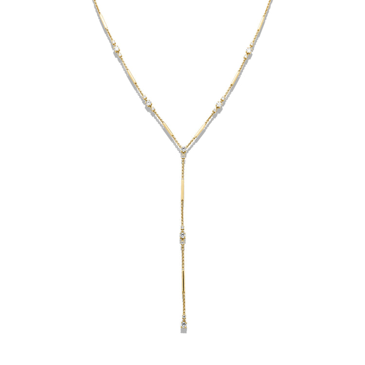 Stone and Strand 14K Yellow Gold LAB-Created Morse Code Lariat Necklace Front Image