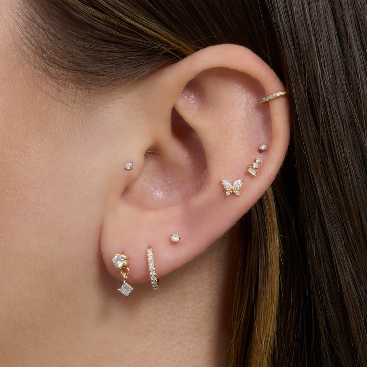 Image of 14K Yellow Gold Lab-Created Nash Diamond Earrings with Stone and Strand Earrings