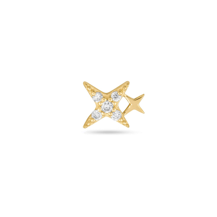 Stone and Strand 14K Yellow Gold LAB-Created Northern Star Flat Back Piercing Earring Front Image