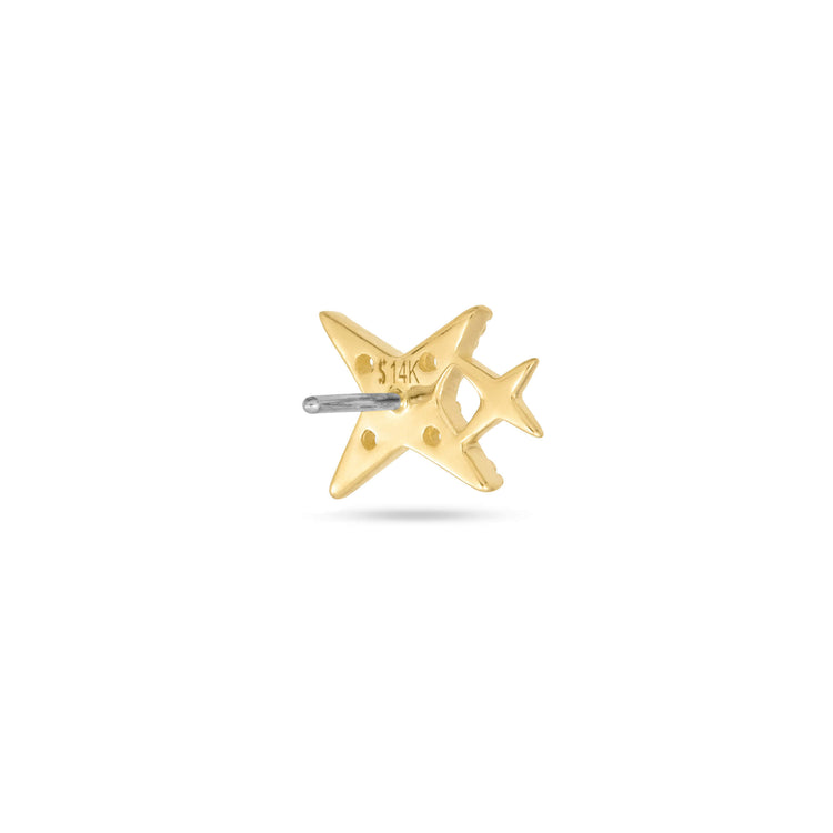 Stone and Strand 14K Yellow Gold LAB-Created Northern Star Flat Back Piercing Earring Rear Image