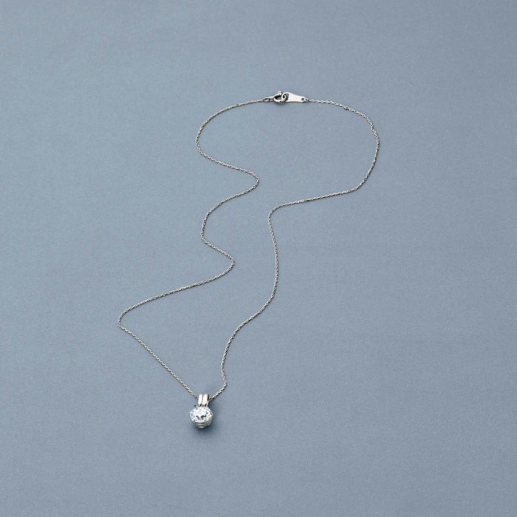 Stone and Strand LAB-Created Old Mine Cut Diamond Platinum Necklace Editorial Image
