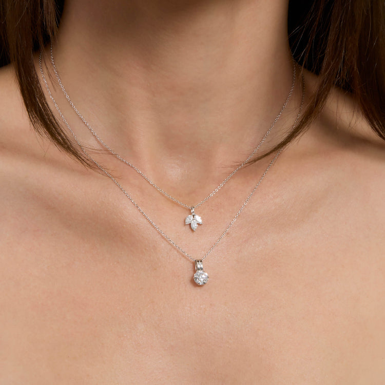 Image of LAB-Created Old Mine Cut Diamond Platinum Necklace with Stone and Strand Necklaces