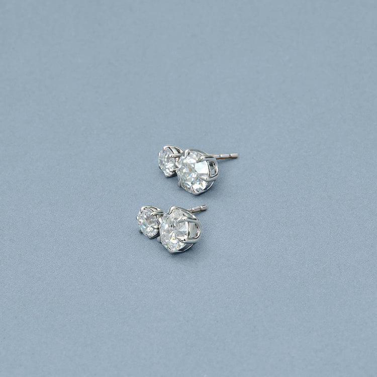 Stone and Strand LAB-Created Old Mine Cut Double Diamond Platinum Earrings Editorial Image