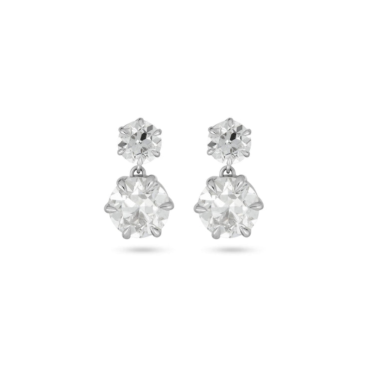 Stone and Strand LAB-Created Old Mine Cut Double Diamond Platinum Earrings Front Image