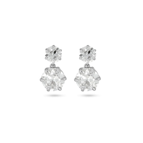 Stone and Strand LAB-Created Old Mine Cut Double Diamond Platinum Earrings Front Image
