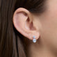 Image of LAB-Created Old Mine Cut Double Diamond Platinum Earrings on Models Ear