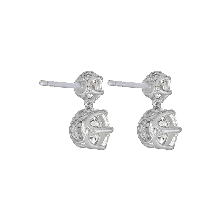 Stone and Strand LAB-Created Old Mine Cut Double Diamond Platinum Earrings Rear Image