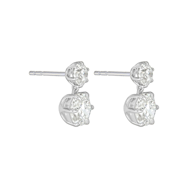 Stone and Strand LAB-Created Old Mine Cut Double Diamond Platinum Earrings Side Image