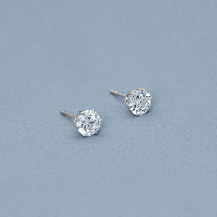 Stone and Strand LAB-Created Old Mine Cut Platinum Stud Earrings Editorial Image