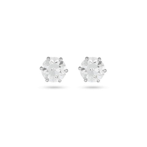 Stone and Strand LAB-Created Old Mine Cut Platinum Stud Earrings Front Image