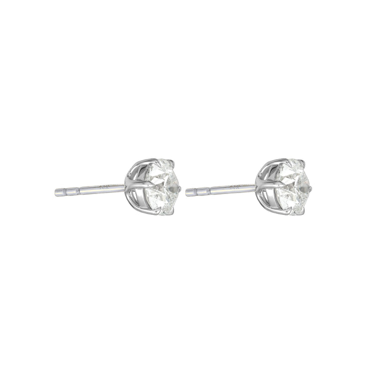 Stone and Strand LAB-Created Old Mine Cut Platinum Stud Earrings Side Image