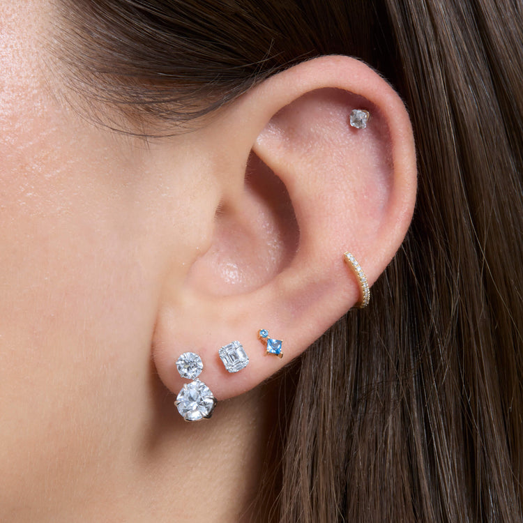 Image of LAB-Created Old Mine Cut Platinum Stud Earrings with Stone and Strand Earrings