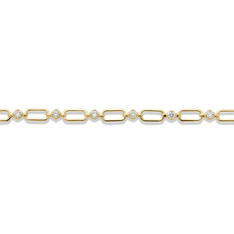Stone and Strand 14K Yellow Gold LAB-Created Open Link Diamond Bracelet Close Up Image