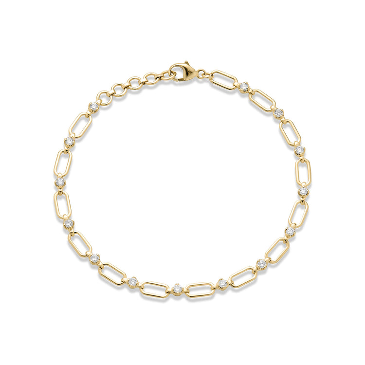 Stone and Strand 14K Yellow Gold LAB-Created Open Link Diamond Bracelet Front Image