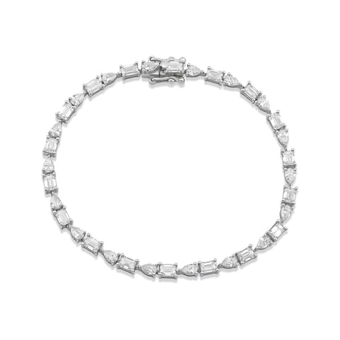 Stone and Strand 14K White Gold Lab-Created Opulent Mix Tennis Bracelet Front Image