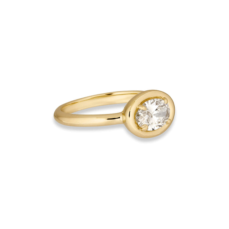 Stone and Strand 14K Yellow Gold LAB-Created Oval Icon Pinky Ring Side Image