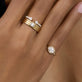 Image of 14K Yellow Gold LAB-Created Oval Icon Pinky Ring with Stone and Strand Rings