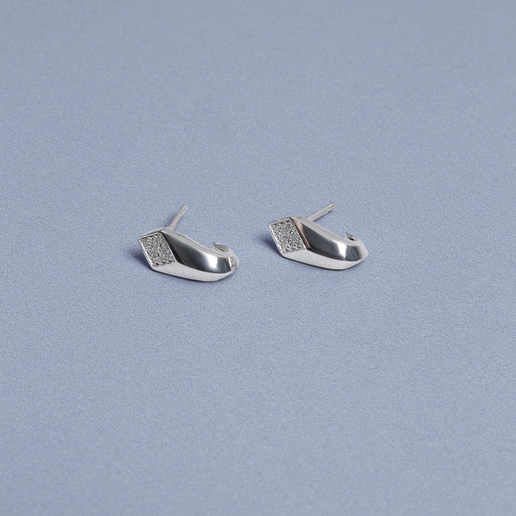 Stone and Strand Sterling Silver LAB-Created Pave Knife Edge Hook Earrings Editorial Image