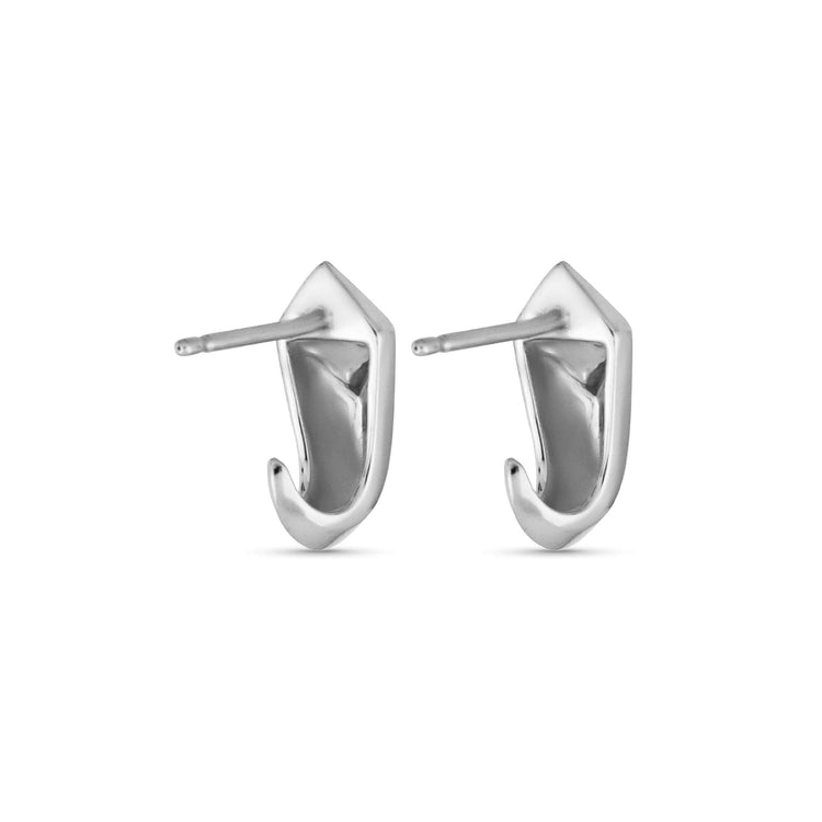 Stone and Strand Sterling Silver LAB-Created Pave Knife Edge Hook Earrings Rear Image
