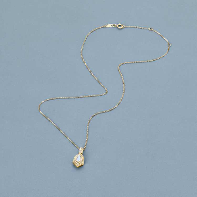 Stone and Strand 14K Yellow Gold LAB-Created Pave Power Shield Diamond Necklace Editorial Image