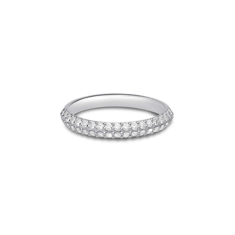 Stone and Strand Sterling Silver LAB-Created Pave Silver Knife Edge Stacking Ring Front Image