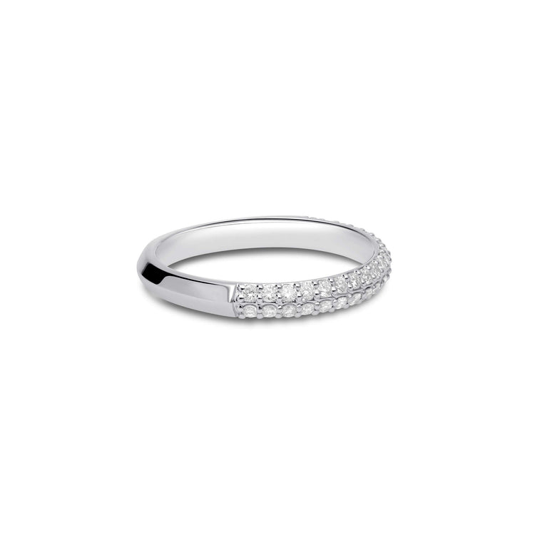 Stone and Strand Sterling Silver LAB-Created Pave Silver Knife Edge Stacking Ring Side Image
