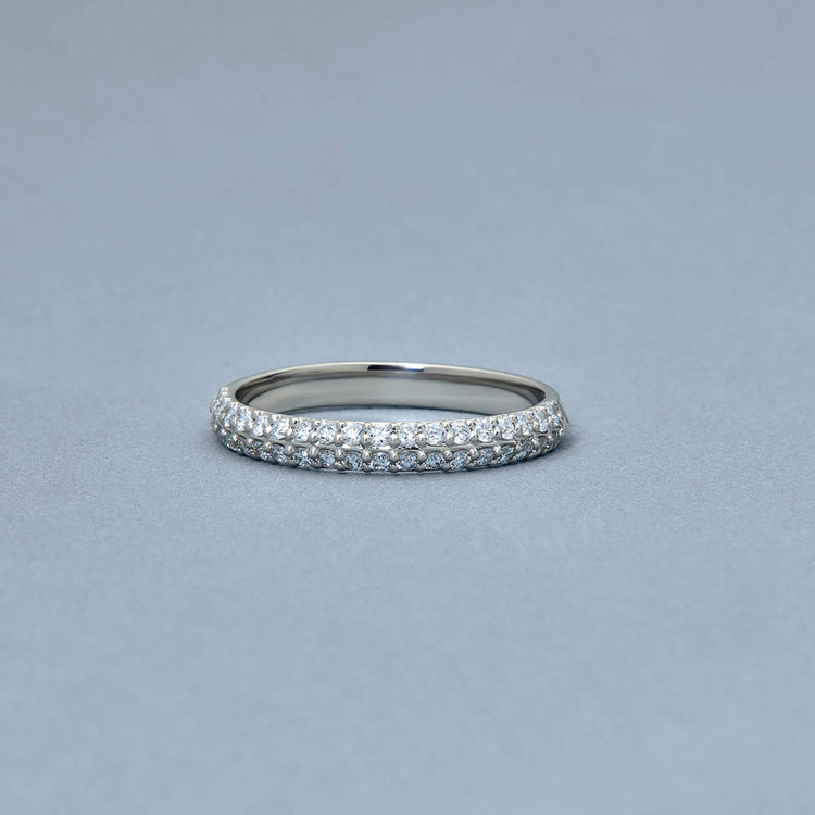 Stone and Strand Sterling Silver LAB-Created Pave Silver Knife Edge Stacking Ring Editorial Image