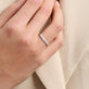 Image Sterling Silver LAB-Created Pave Silver Knife Edge Stacking Ring on Models Hand