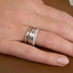 Image of Sterling Silver LAB-Created Pave Knife Edge Stacking Ring with Stone and Strand Rings