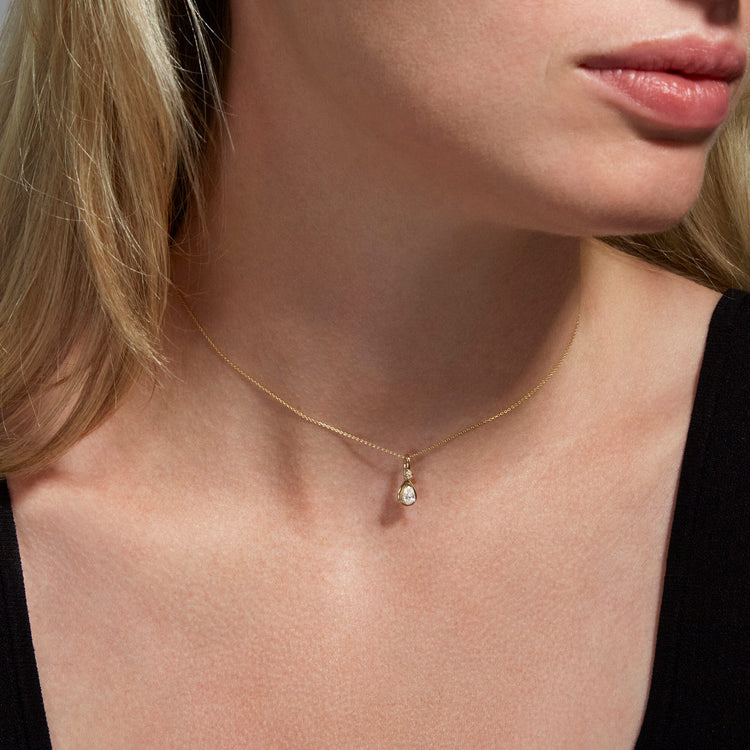 Lab-Created Pear Diamond Bonbon Charm