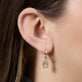 Image of 14K Yellow Gold LAB-Created Radiant Huggie Drop Pave Earrings on Models Ear