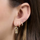 Image of 14K Yellow Gold LAB-Created Radiant Huggie Drop Pave Earrings with Stone and Strand Earrings