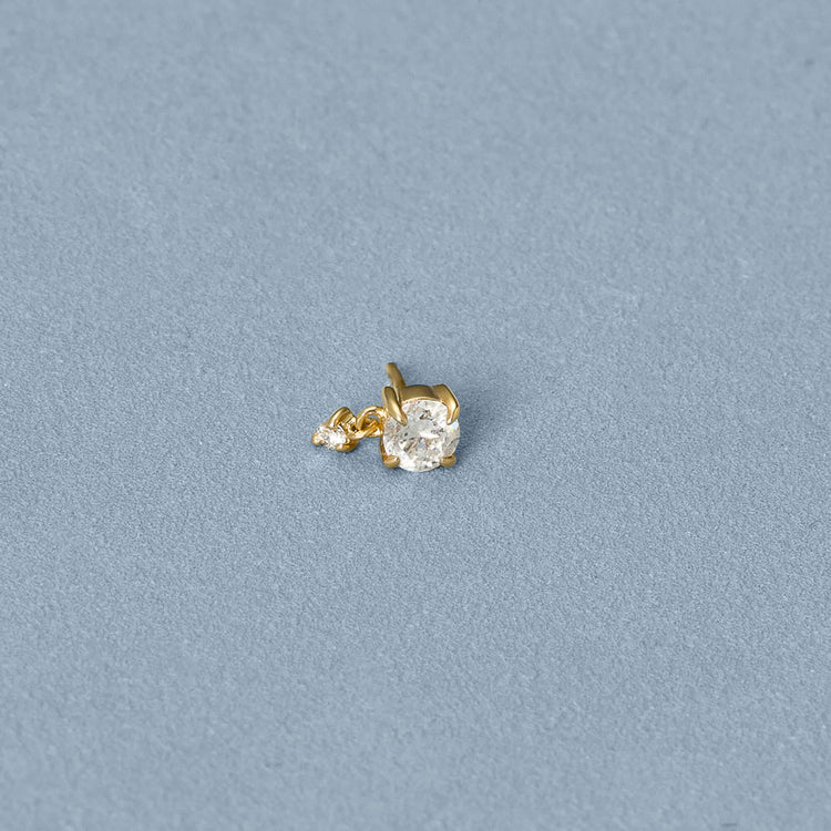 Stone and Strand 14K Yellow Gold LAB-Created Round Drop Mini Flat Back Piercing Earring Editorial Image