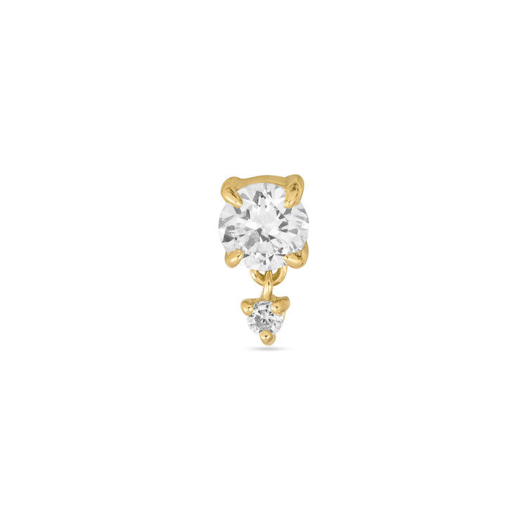 Stone and Strand 14K Yellow Gold LAB-Created Round Drop Mini Flat Back Piercing Earring Front Image