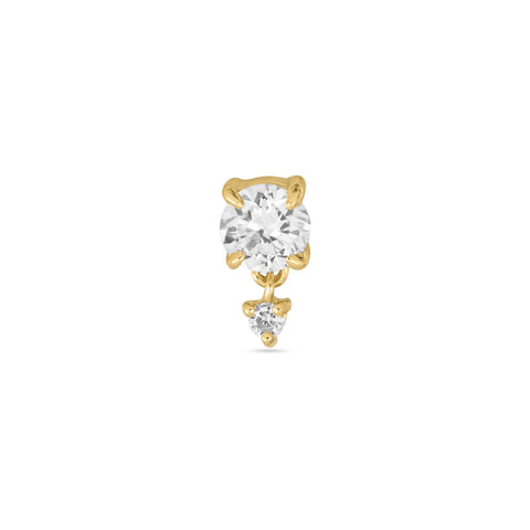 Stone and Strand 14K Yellow Gold LAB-Created Round Drop Mini Flat Back Piercing Earring Front Image