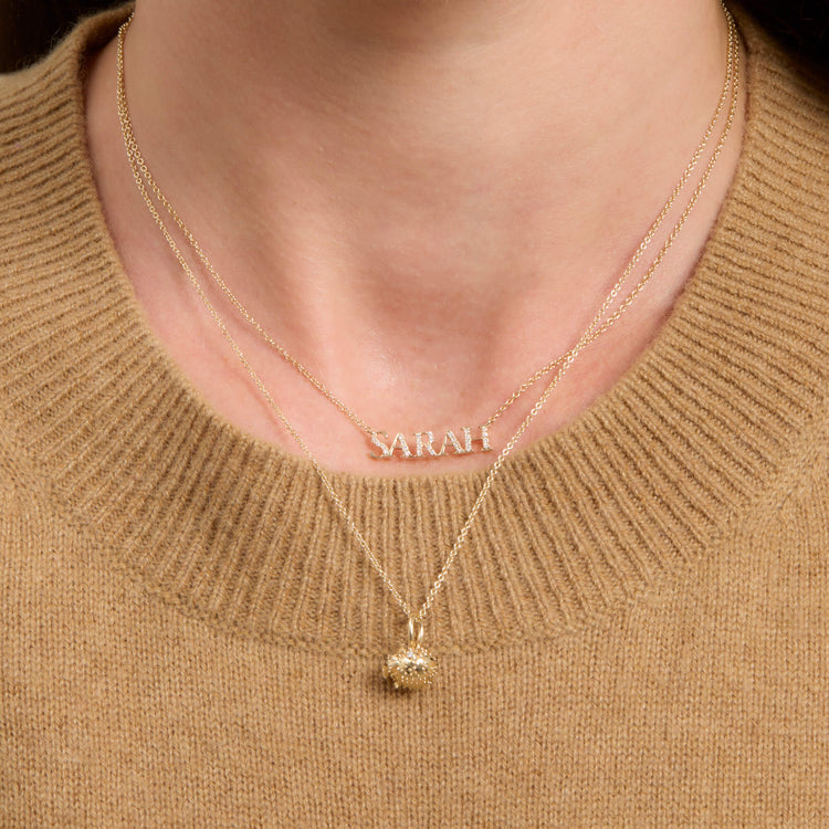 Image of 14K Yellow Gold LAB-Created Serif Nameplate Necklace with Stone and Strand Necklaces