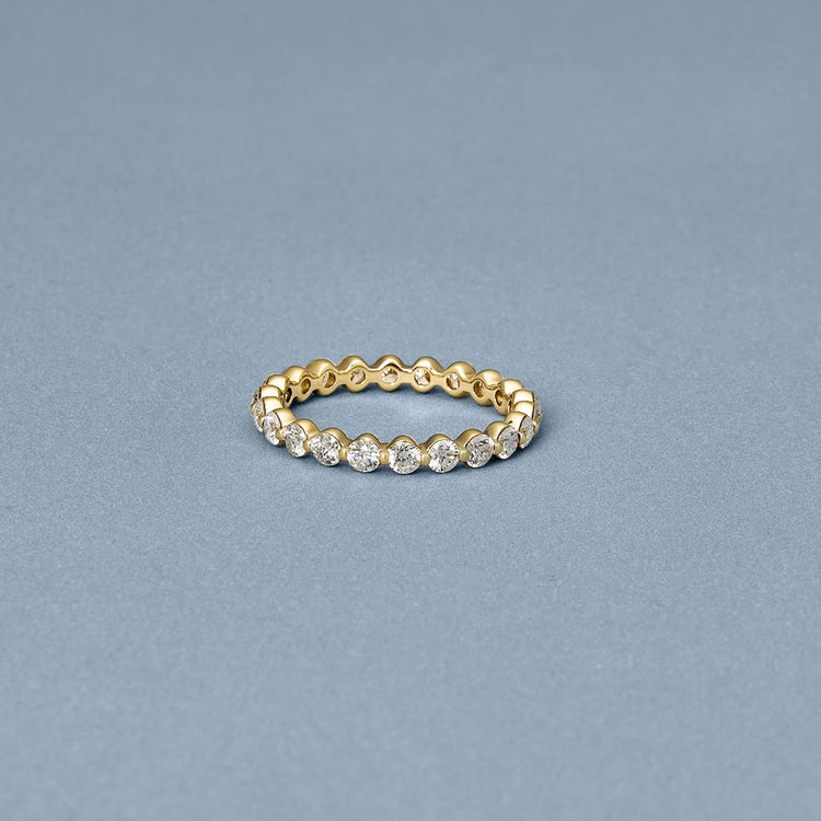 Stone and Strand 14K Yellow Gold LAB-Created Shared Prong Eternity Band Editorial Image