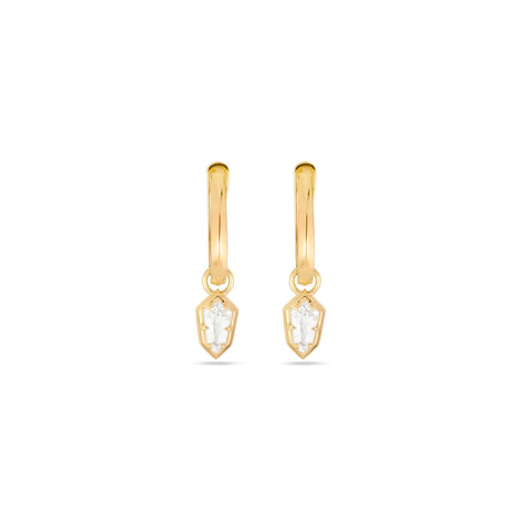 Stone and Strand 14K Yellow Gold LAB-Created Shield Diamond Huggies Front Image