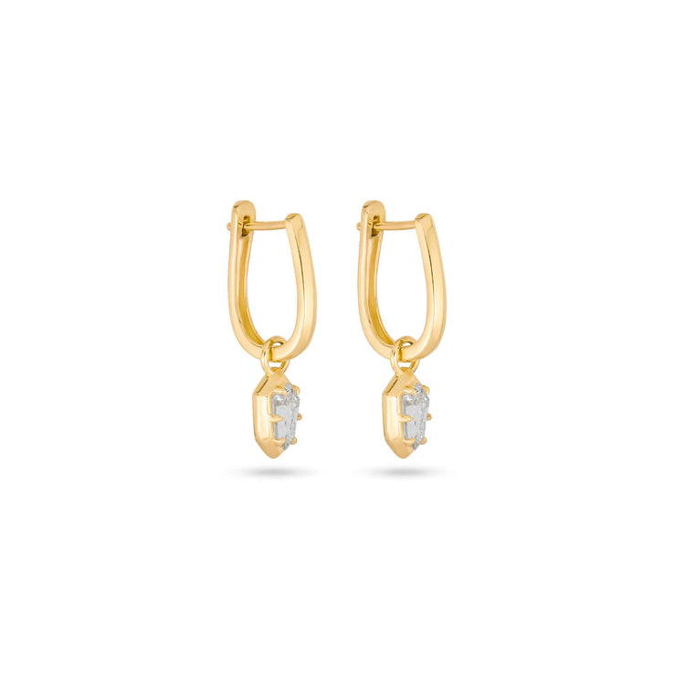 Stone and Strand 14K Yellow Gold LAB-Created Shield Diamond Huggies Side Image